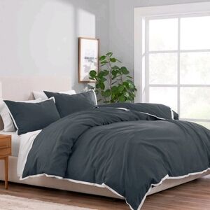 Better Homes & Gardens 3piece Navy Linen Duvet Cover Set, King